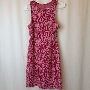 Primark Pink Sleeveless Knit Dress Peace Love Kindness Positivity